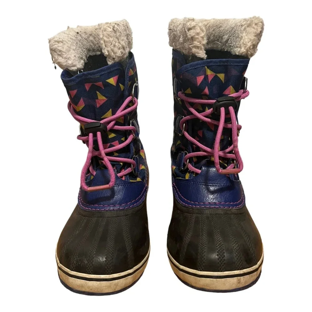 Sorel Yoot Pac Waterproof Blue & Pink Youth Winter Boots W Liners Size 5 Big Kid